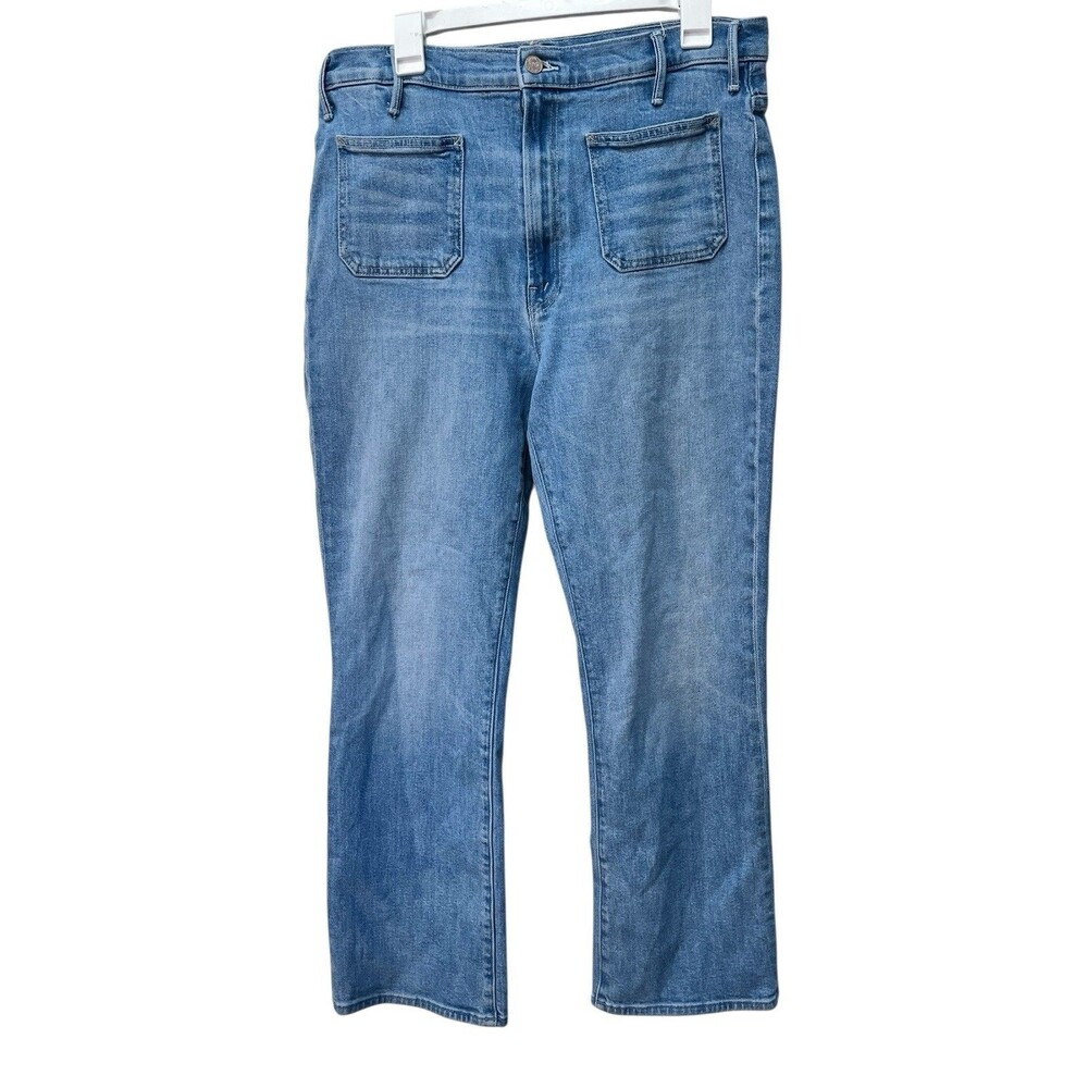 Mother Jeans The Weekender Patch Pocket Straight Leg Denim Sz 34 Womens